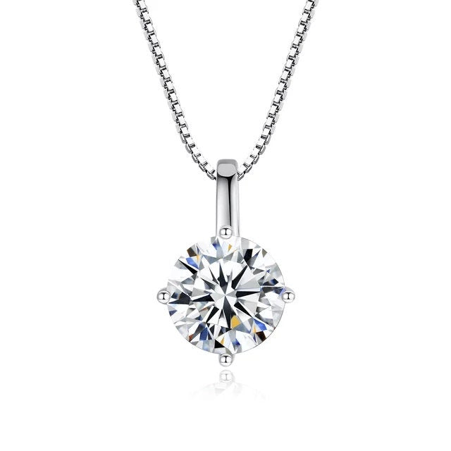 Dainty diamond necklace moissanite necklace 1ct pendant necklace certified moissanite necklace gift for her