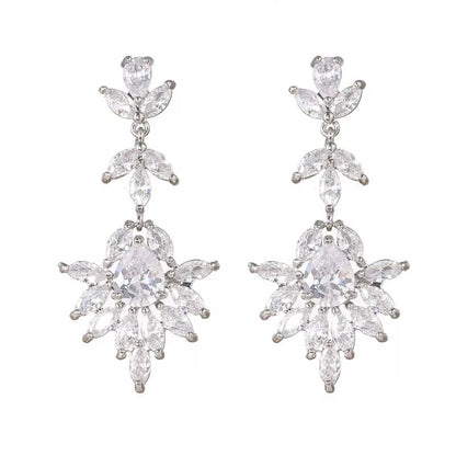 Crystal Bridal Earring leaf drop earring Wedding earrings Bridal jewelry wedding  Crystal earrings Silver matching bracelet