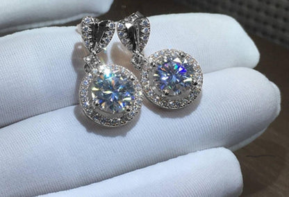Swarovski diamond earring Round earrings bridesmaids earrings bridal party gift jewelry gift for wedding gift mother of bride gift set