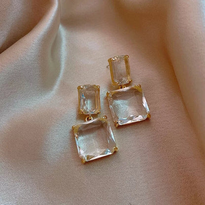 Clear crystal earrings clear earrings square bridal crystal earrings wedding Crystal earrings transparent earrings clear crystal jewellery