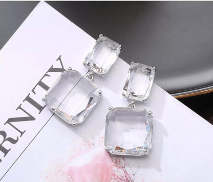 Clear crystal earrings clear earrings square bridal crystal earrings wedding Crystal earrings transparent earrings clear crystal jewellery