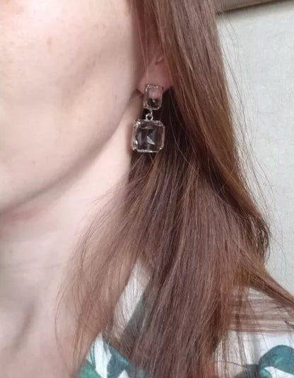 Clear crystal earrings clear earrings square bridal crystal earrings wedding Crystal earrings transparent earrings clear crystal jewellery