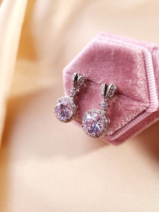 Swarovski diamond earring Round earrings bridesmaids earrings bridal party gift jewelry gift for wedding gift mother of bride gift set