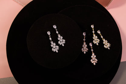 Long earrings statement earrings silver earrings teardrop jewelry Crystal jewelery for brides bridal earrings wedding earrings teardrop