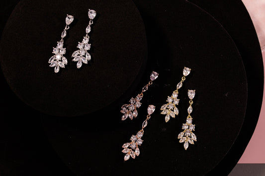 Long earrings statement earrings silver earrings teardrop jewelry Crystal jewelery for brides bridal earrings wedding earrings teardrop