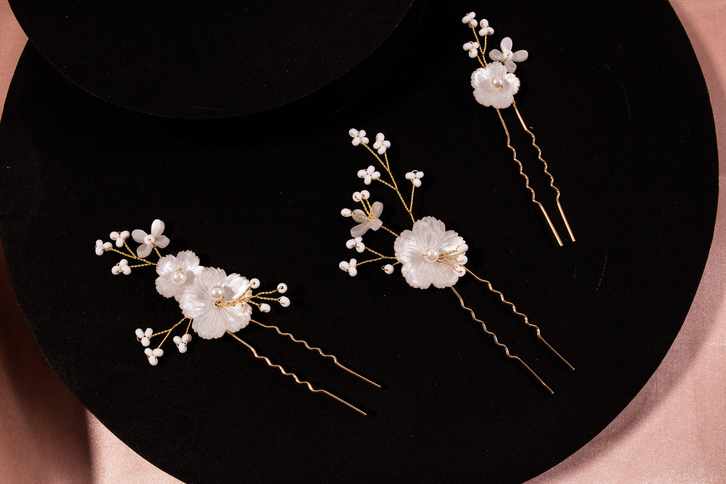 3 pc set Floral hair pins